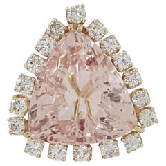 Collana con ciondolo a raggiera in Morganite e diamanti taglio trilione