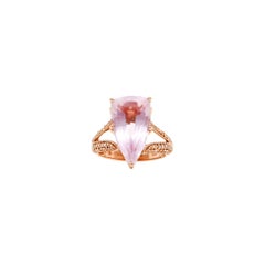 Trillion Cut Pink Amethyst and Diamond Rose Gold Dress Ring