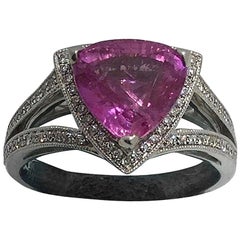 Trillion Cut Pink Sapphire and Diamond Ring