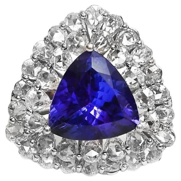Trillion Cut Tanzanite diamond 18K White Gold Ring