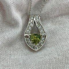 Trillion Green Sapphire and Diamond White Gold Pendant