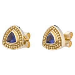 Boucles d'oreilles Byzantine en or et Iolite Trillion