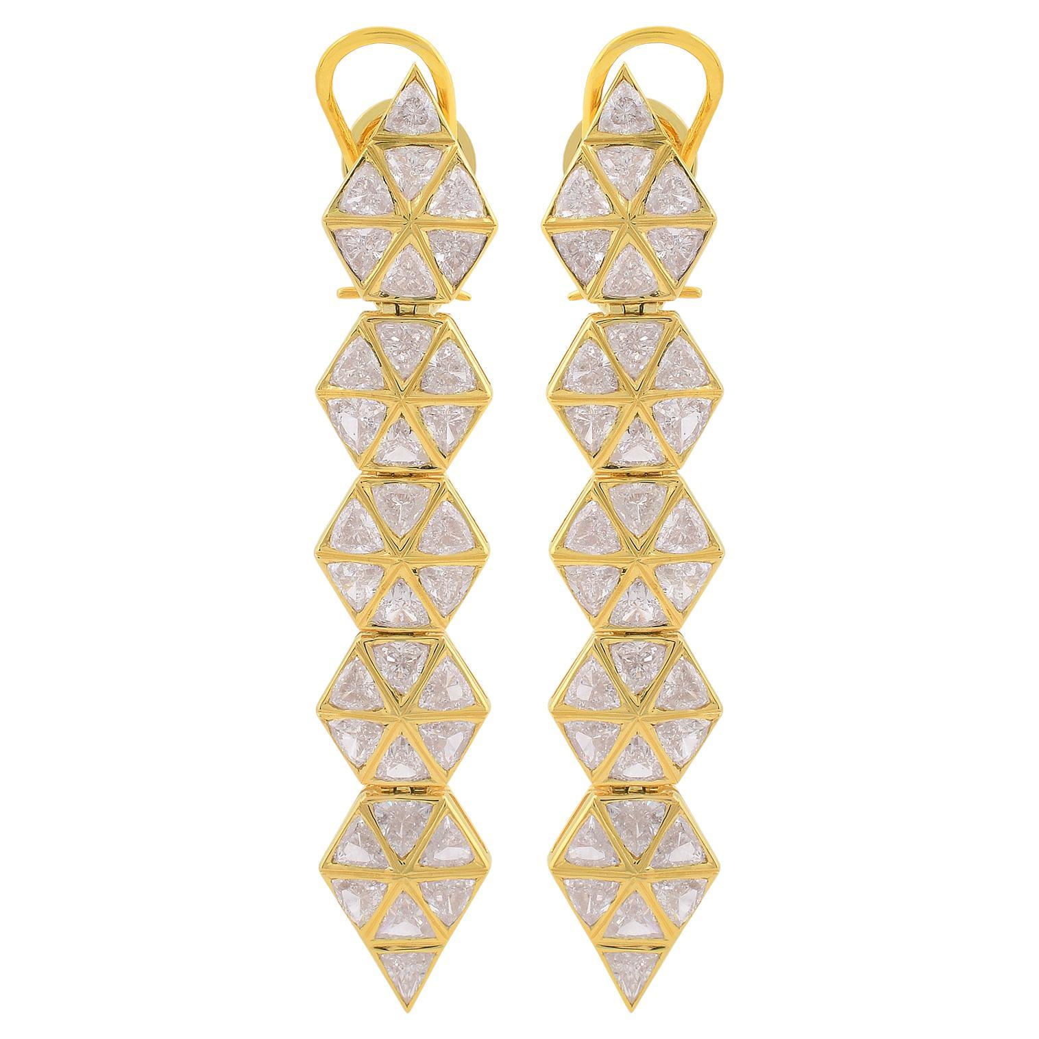 Trillionenförmige 4,75 Karat Diamant-Ohrringe 14k Gelbgold feiner Schmuck