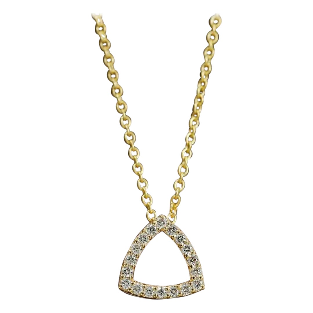 Mini collar de oro macizo de 14 quilates en forma de trillón con diamantes para pedir matrimonio en venta