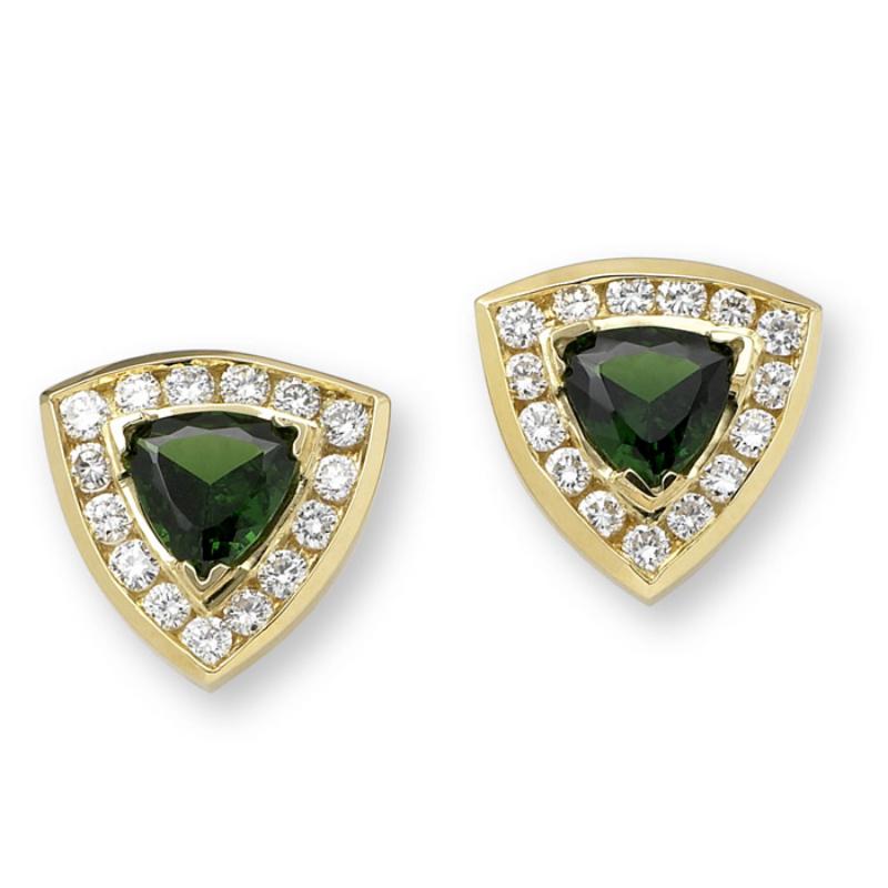 Pendientes Trillón de Tsavorita y Diamantes, Oro, Ben Dannie Moderno en venta