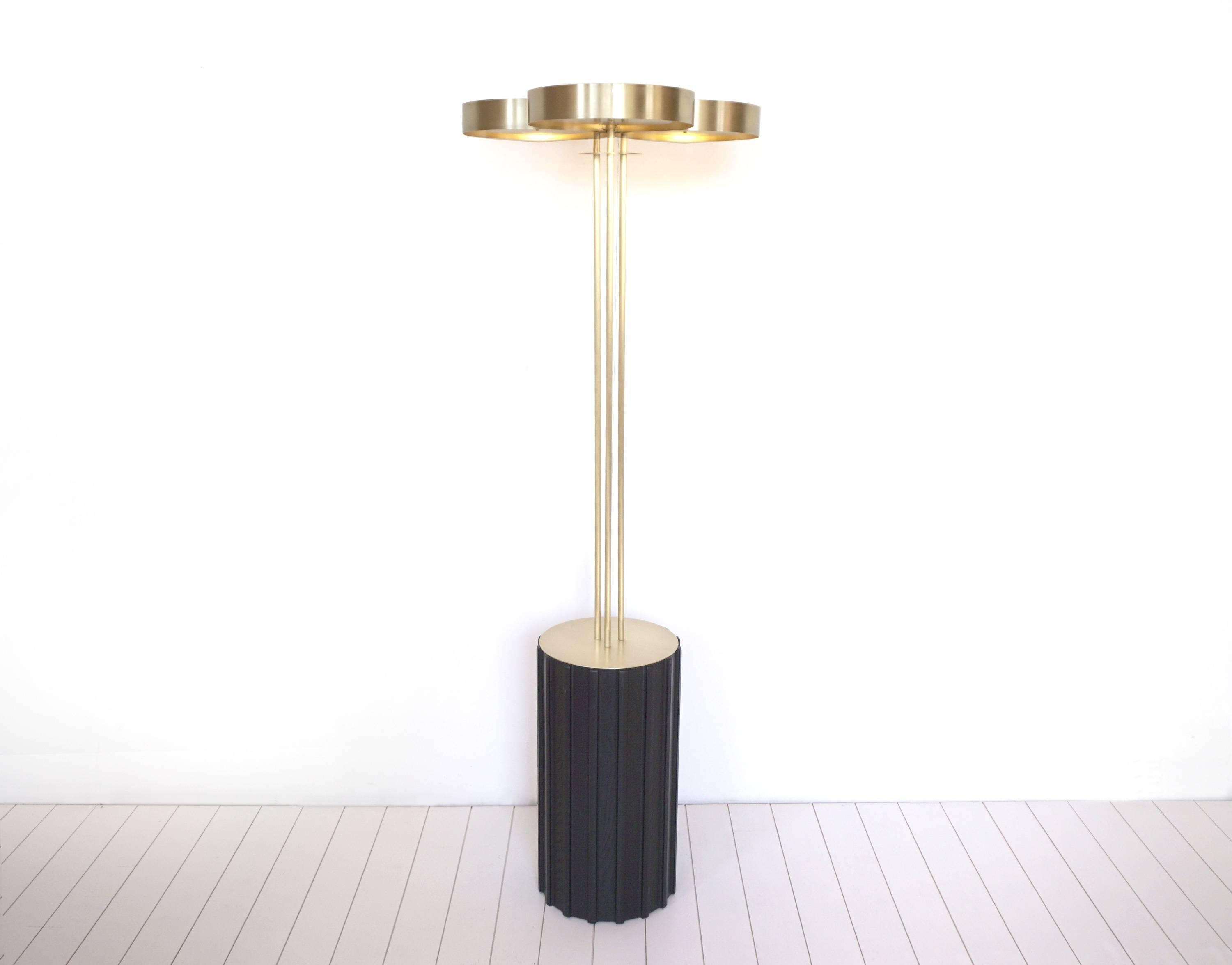 Modern Trillium Floor Lamp In Brass by Simon Johns
