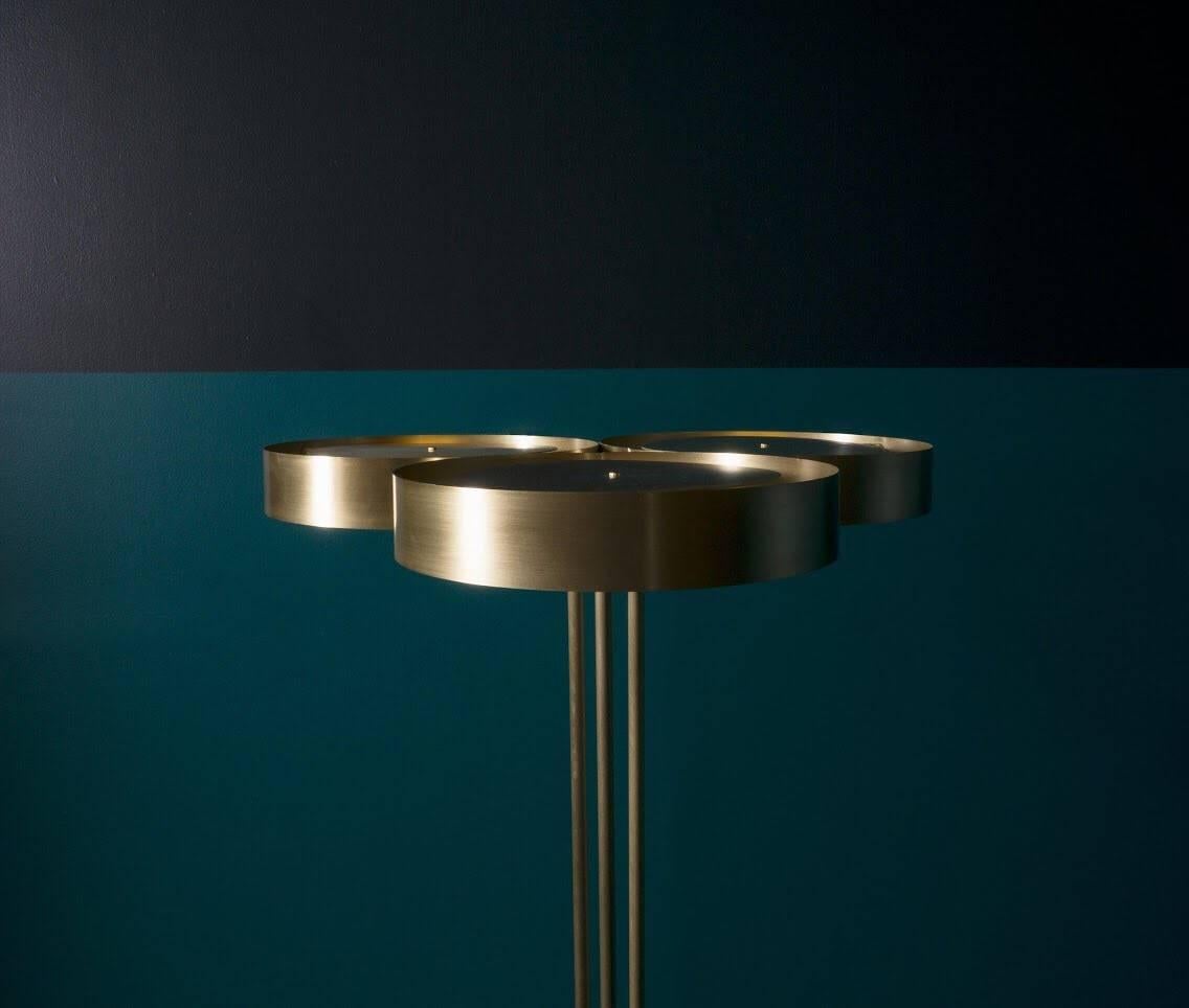 Dyed Trillium Floor Lamp In Brass by Simon Johns