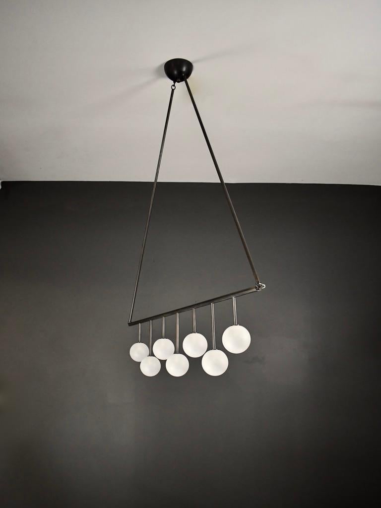 American Trillo Ceiling Fixture in Oil-Rubbed Bronze & Blown Glass by Blueprint Lighting For Sale