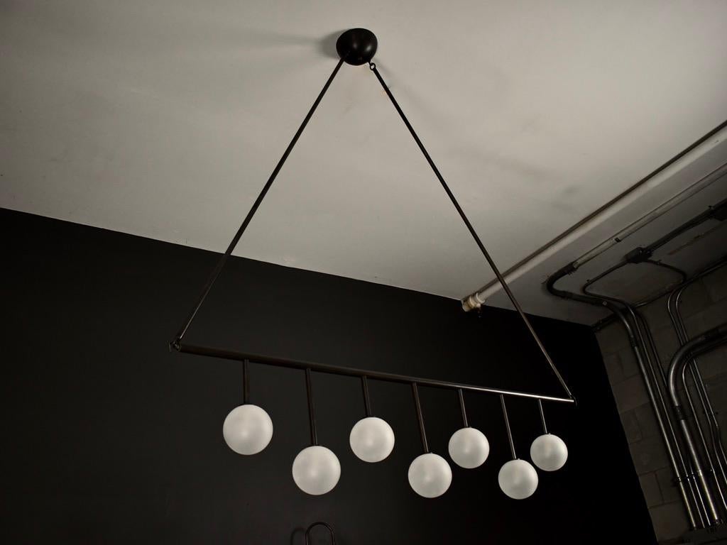 Contemporary Trillo Ceiling Fixture in Oil-Rubbed Bronze & Blown Glass by Blueprint Lighting For Sale