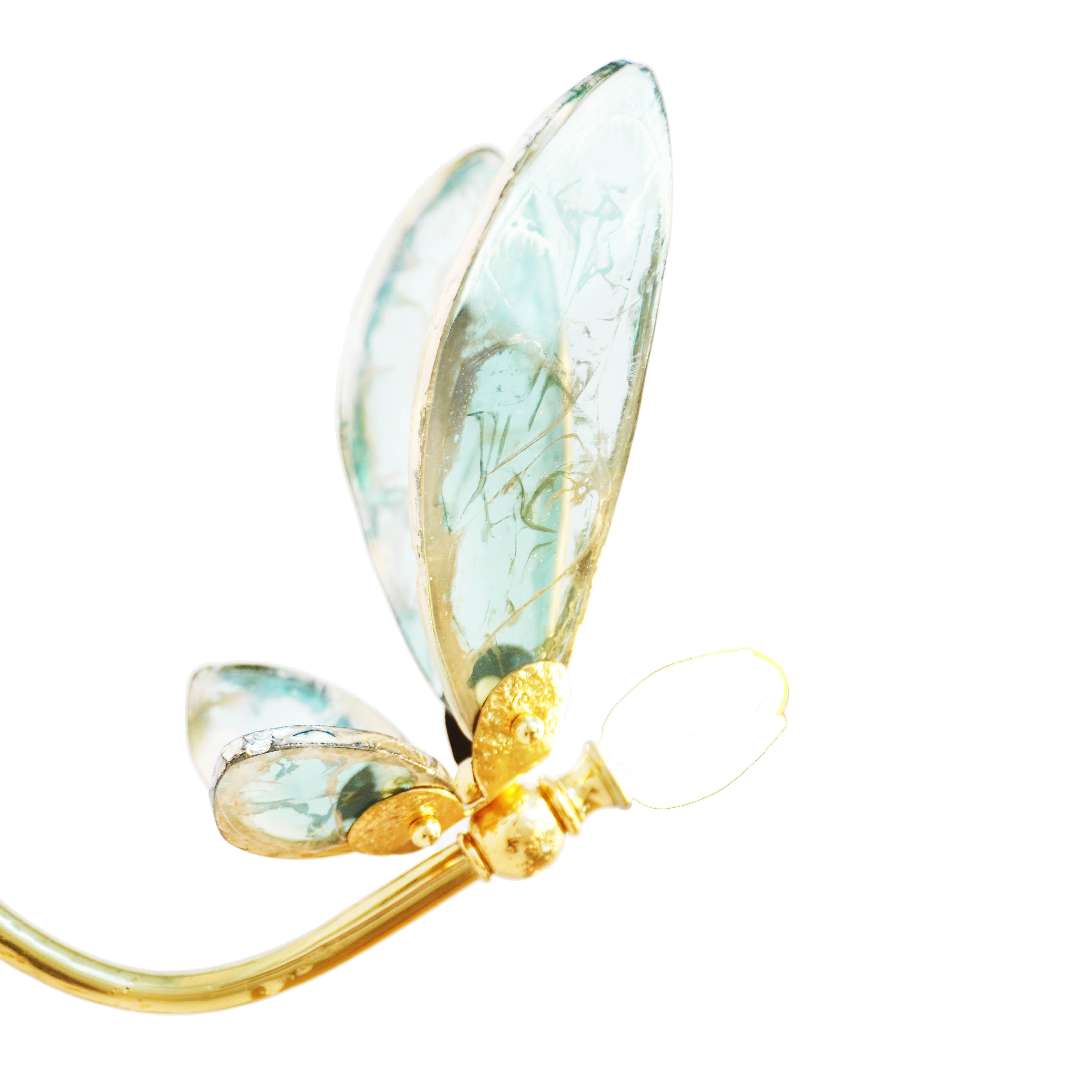 XXIe siècle et contemporain Lampe suspendue « Trilly » en verre argenté et jade, corps en laiton en vente