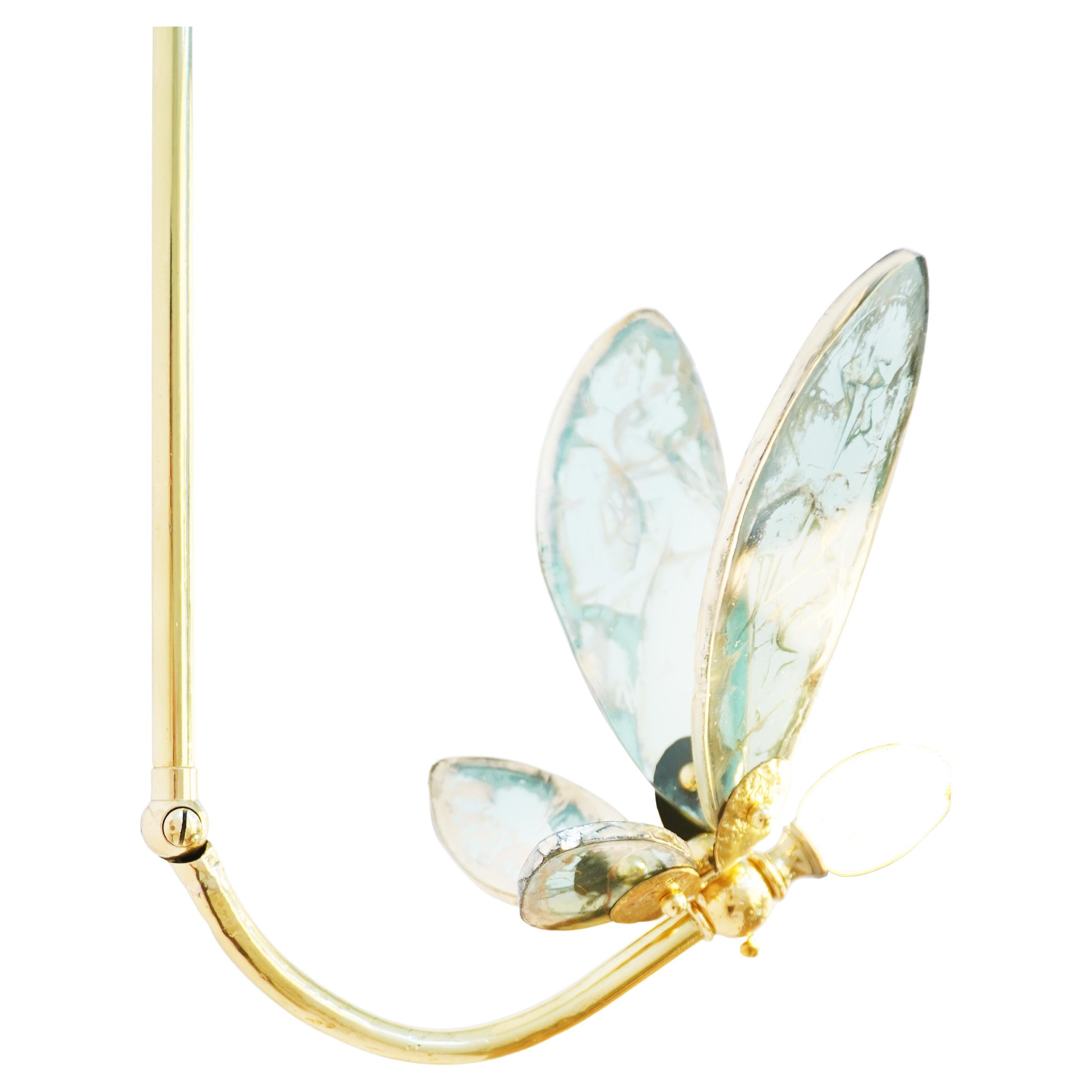 "Trilly" Hanging Lamp Jade Silvered Glass, Brass Body