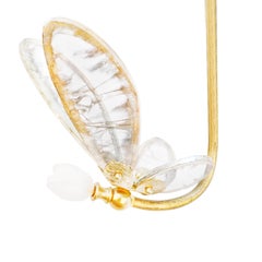 Lampe à suspension « Trilly » en verre argenté satiné, corps en laiton