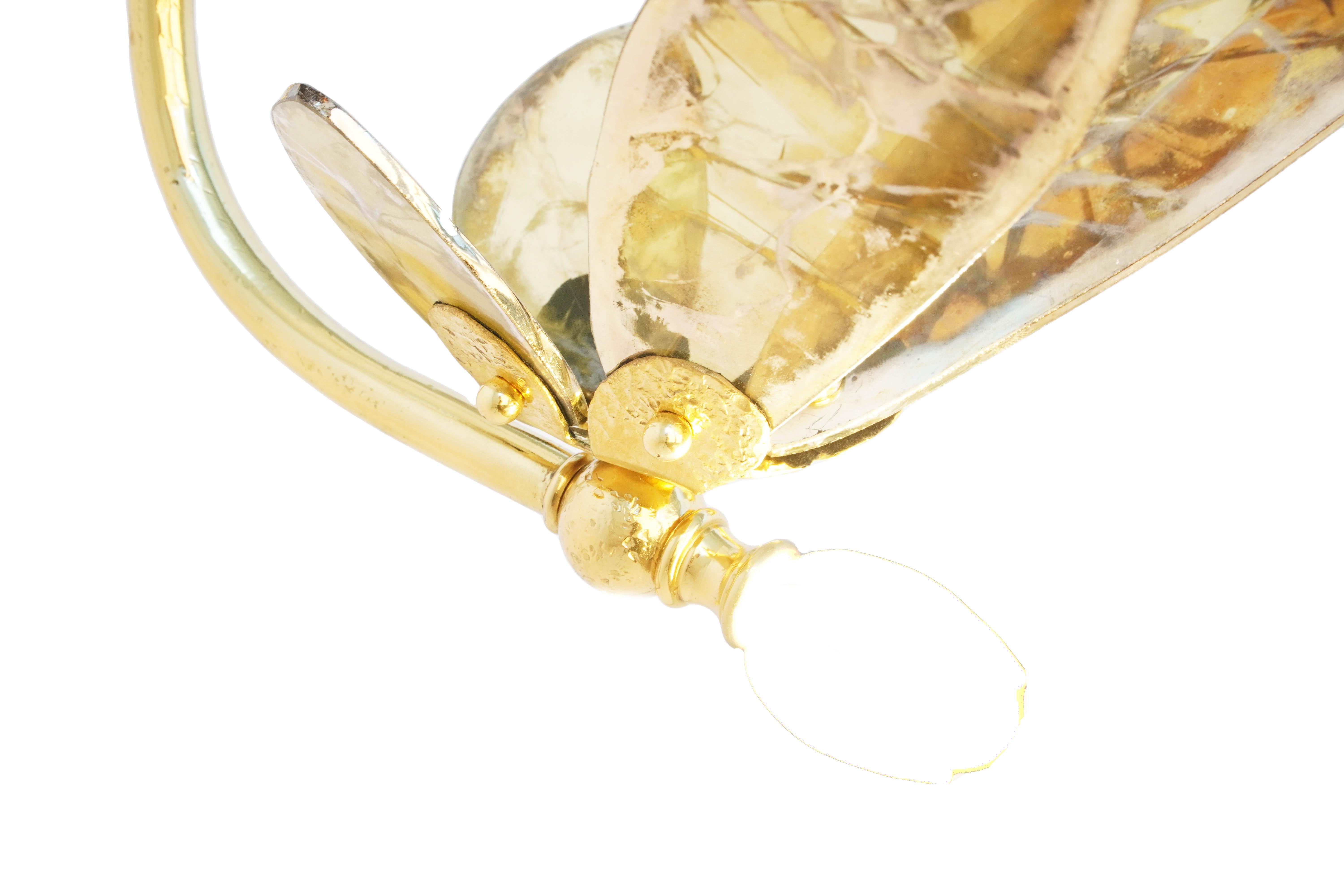 Lampe à suspension « Trilly » en verre argenté, corps en laiton  Neuf - En vente à Pietrasanta, IT