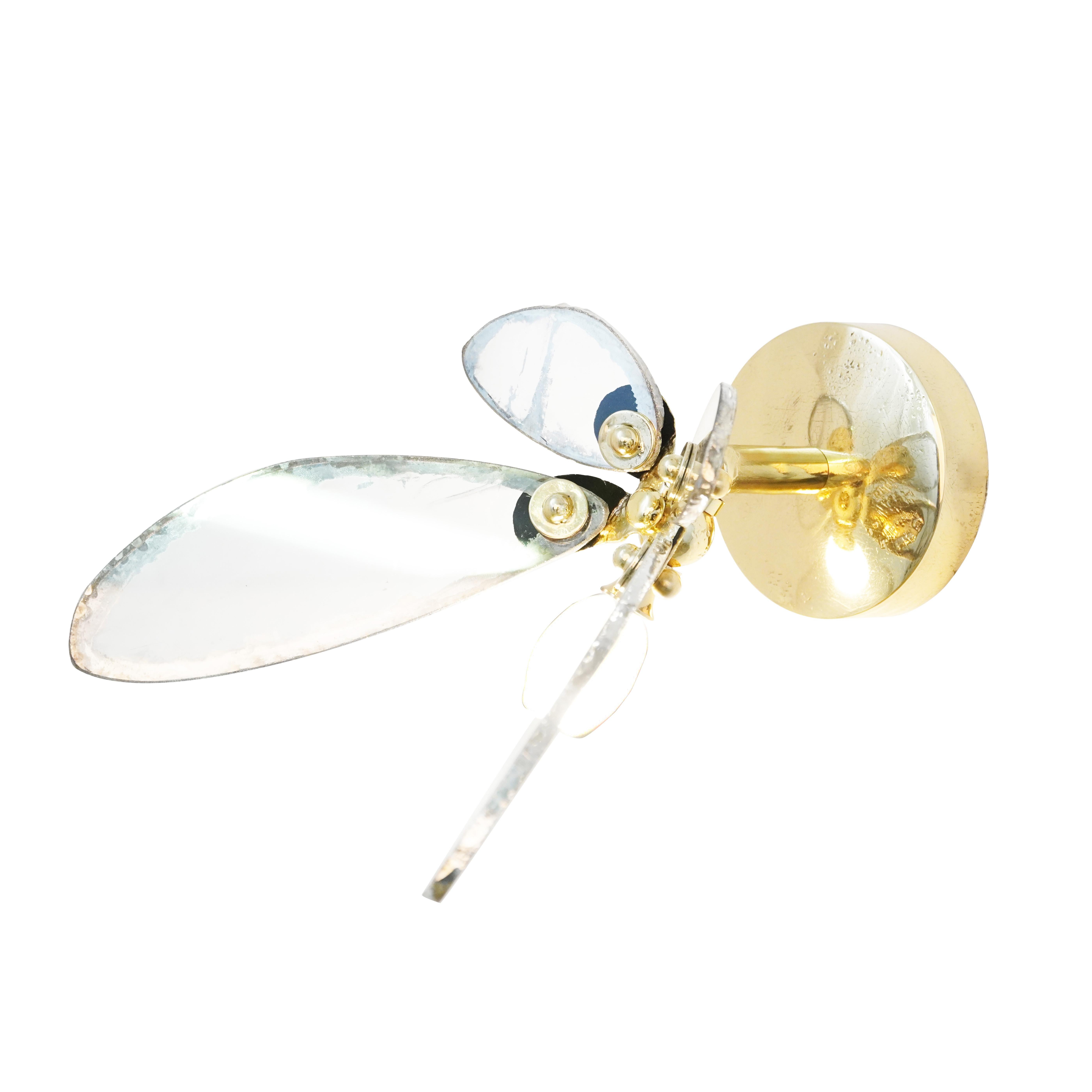 Moderne Applique murale Trilly, lampe encastrée, verre d'art argenté transparent, corps en laiton en vente
