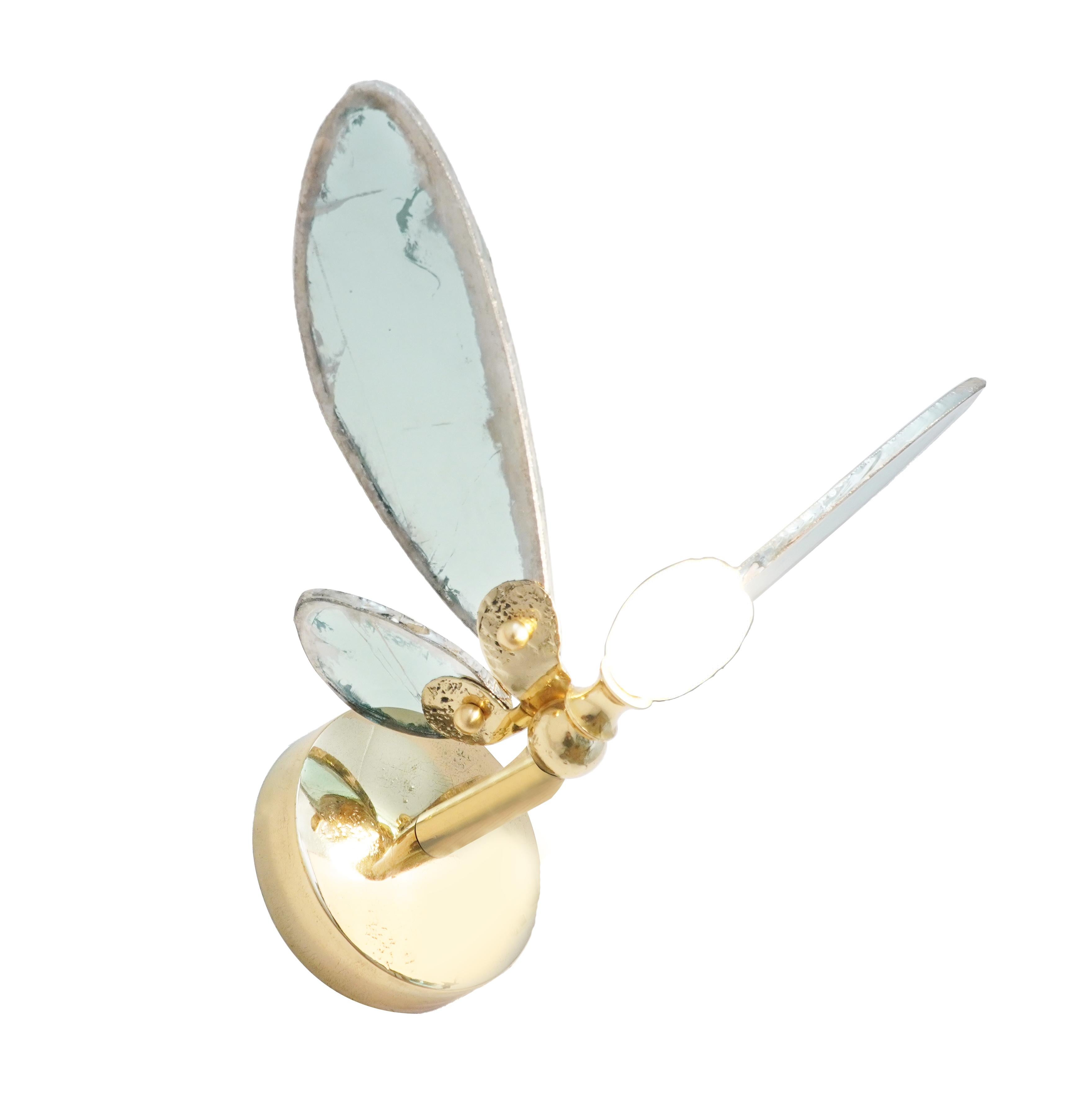 Moderne Applique murale Trilly, lampe encastrée, verre d'art argenté jade, corps en laiton en vente