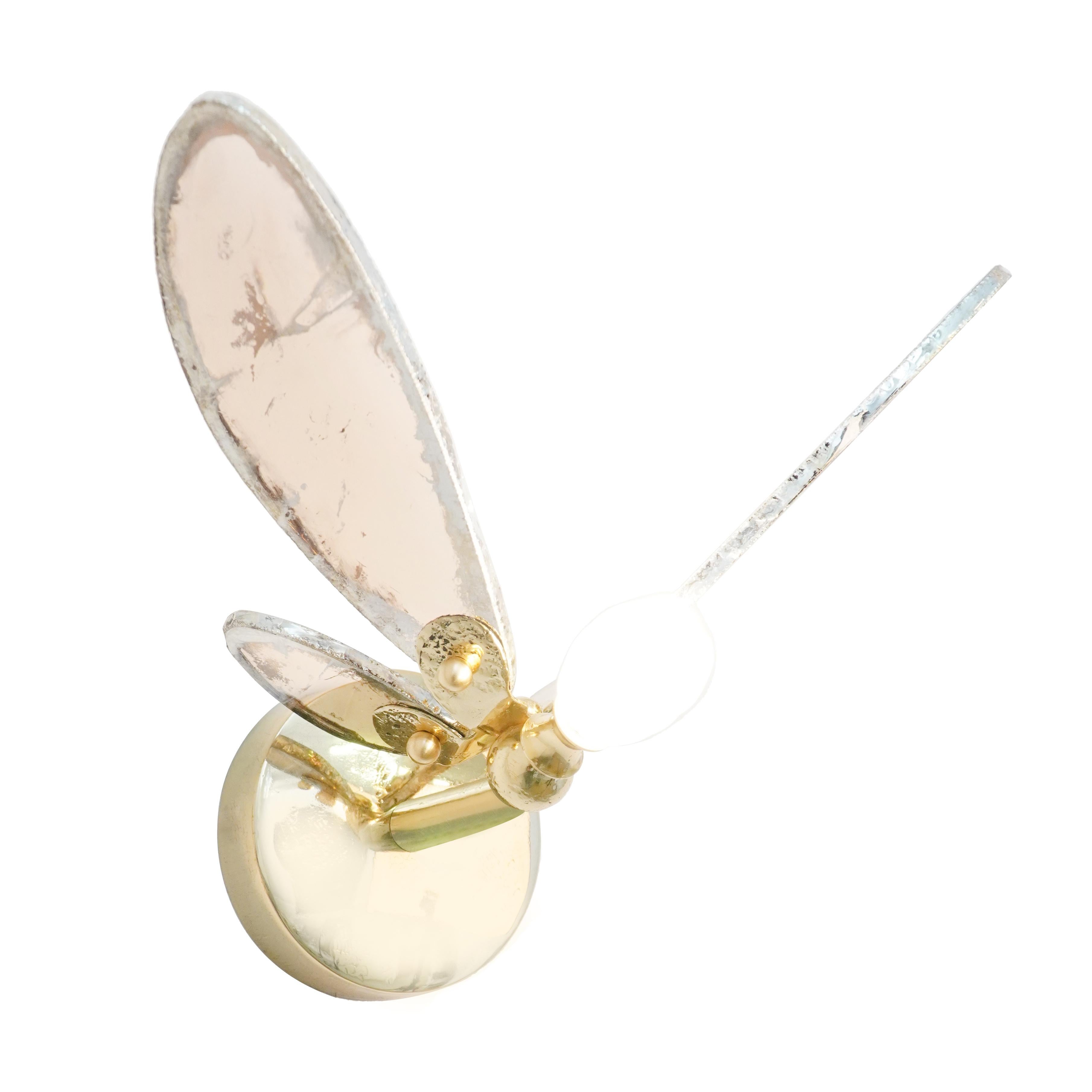 Moderne Applique murale Trilly, lampe encastrée, verre d'art argenté rose, corps en laiton en vente