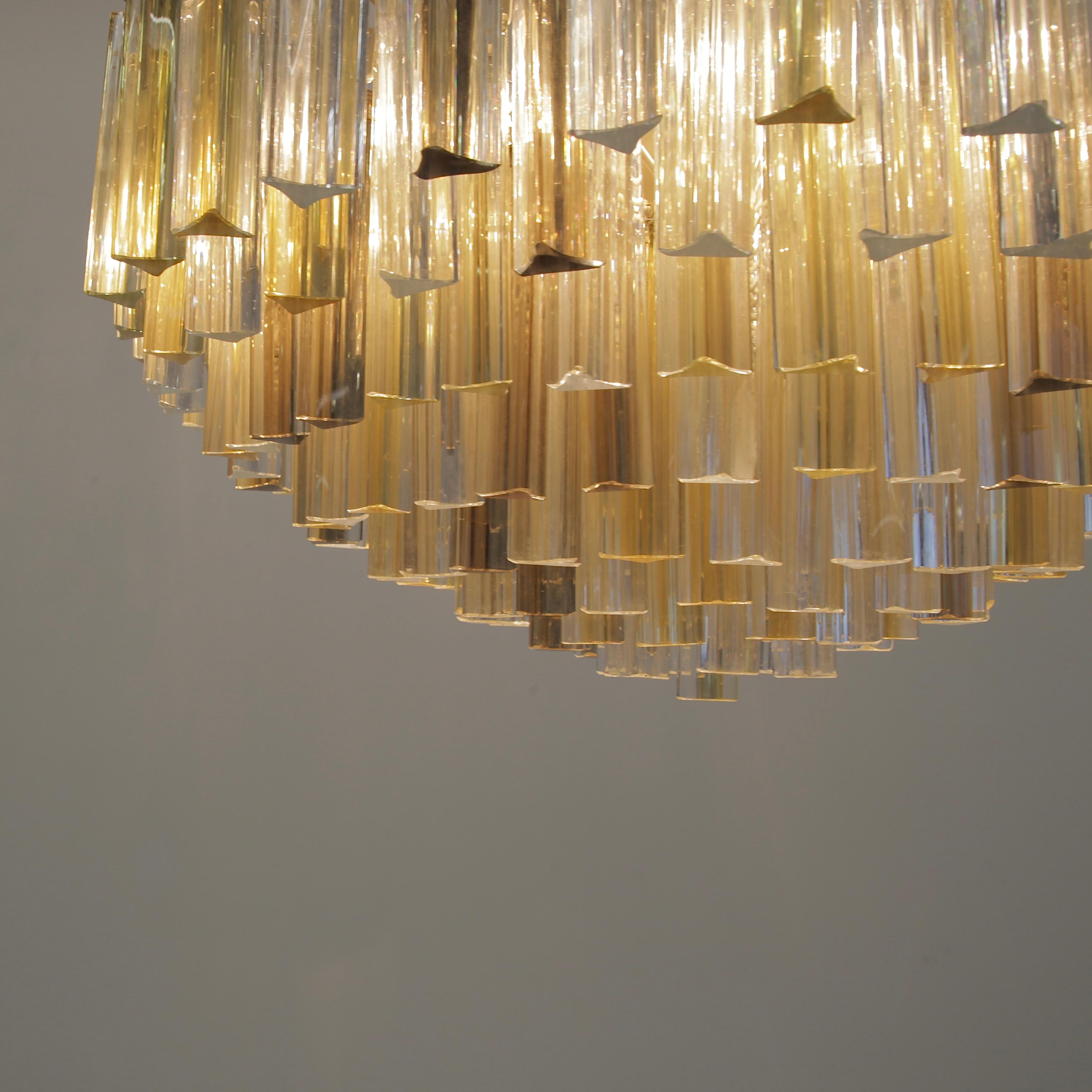 Trilobi Glass Chandelier 'Clear/ Amber', Murano In Good Condition In Berlin, Berlin