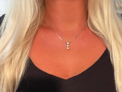 Trilogy 3 Diamond Drop Necklace in Platinum