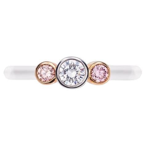 Trilogy Argyle Pink and White Diamond Engagement Ring For Sale
