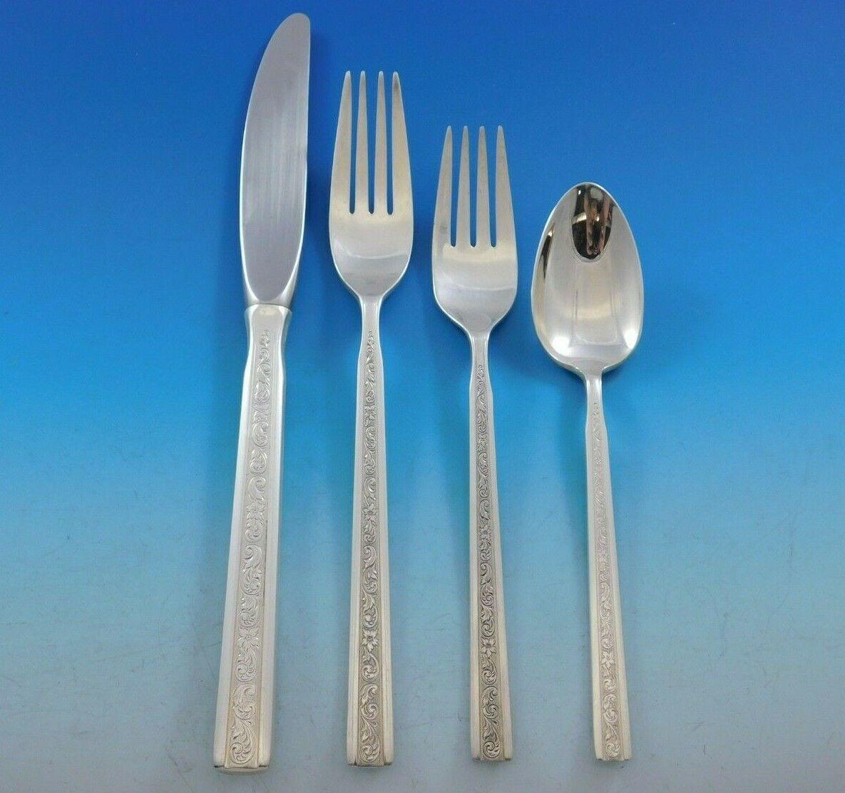 Trilogy by Gorham Sterling Silver Flatware set - 97 pieces. This set includes:

12 knives, measure: 9