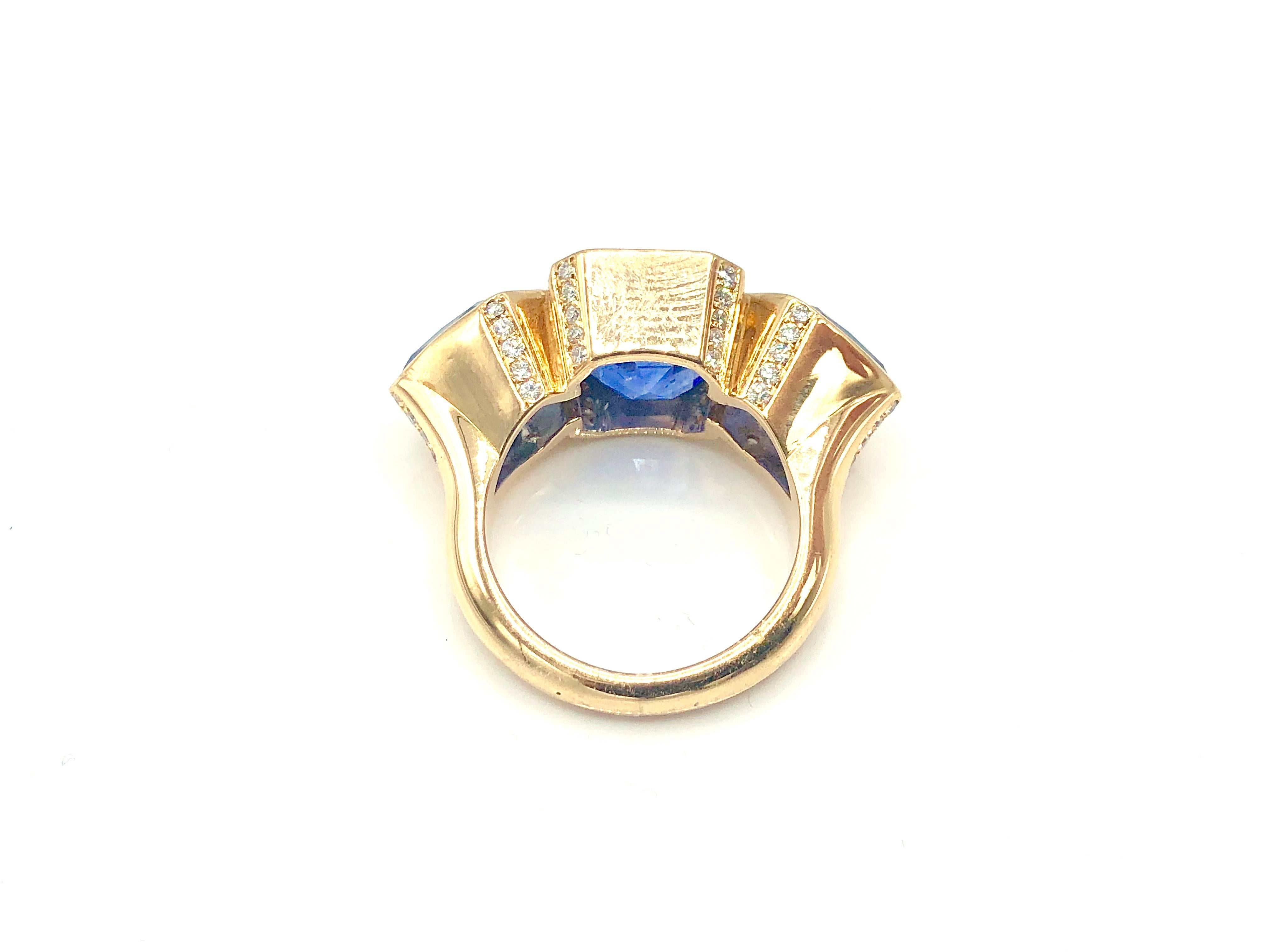 Women's Trilogy Ceylon Sapphire and Diamond Ring For Sale
