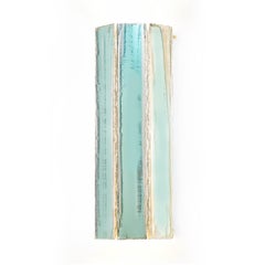"Trilogy" Contemporary Wall lamp, Jade Silvered art Glass, brass