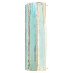 "Trilogy" Contemporary Wall lamp, Jade Silvered art Glass, brass