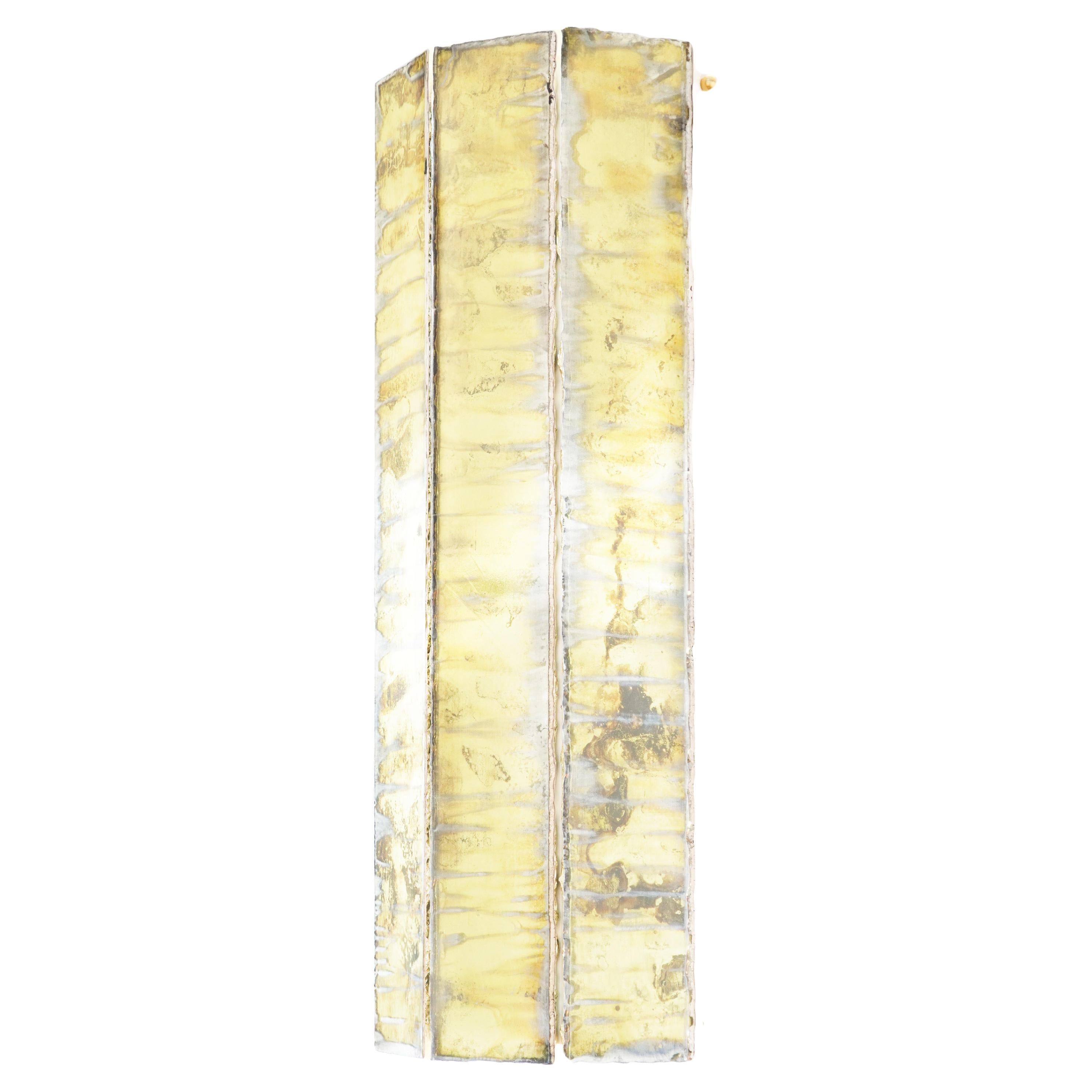 "Trilogy" Contemporary Wall Lamp, Sun Silvered Art Glass For Sale