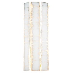 "Trilogy" Contemporary Wall lamp, white Silvered art Glass, brass