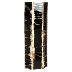 "Trilogy" Contemporary Wall lamp, Black Silvered art Glass