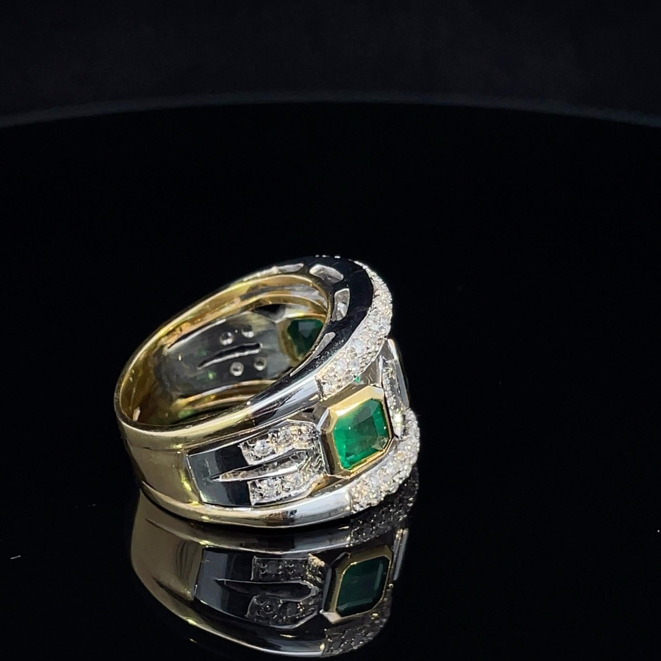 Women's or Men's Trilogy Emerald and Diamonds Ring