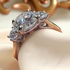Trilogy Engagement Ring 1.36 ct Diamond Center with Side Diamonds, 18K gold