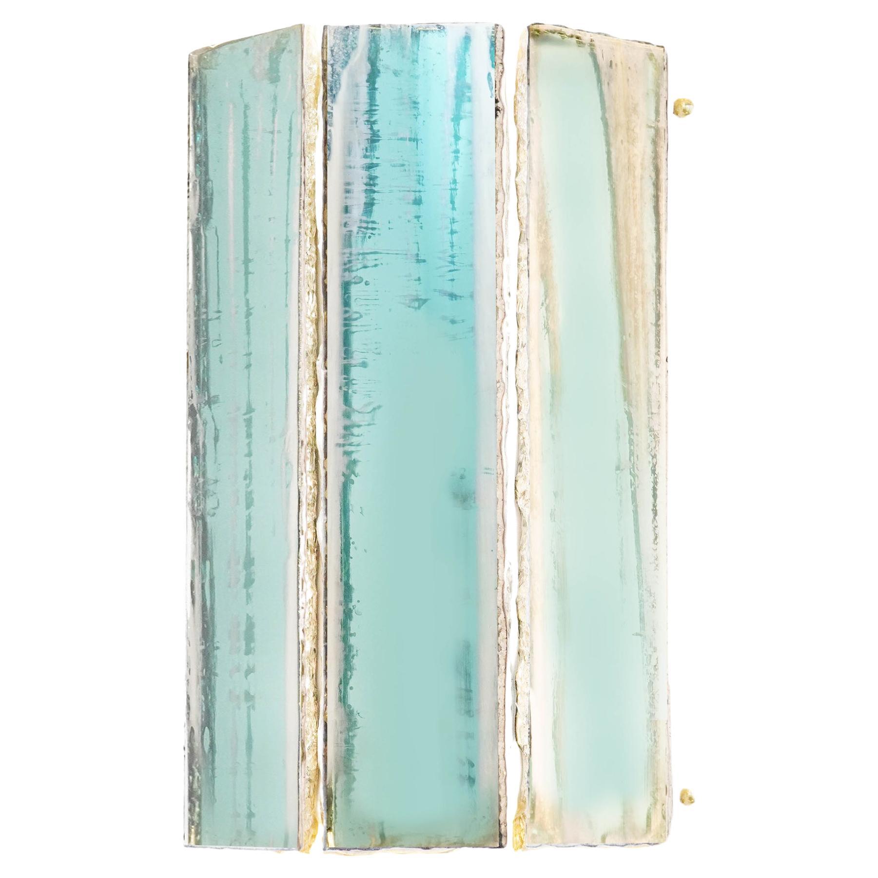 Mini applique contemporaine "Trilogy", verre d'art argenté Jade, laiton