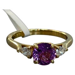 Trilogy Ring with Pink Sapphire Diamonds 18k Yellow Gold