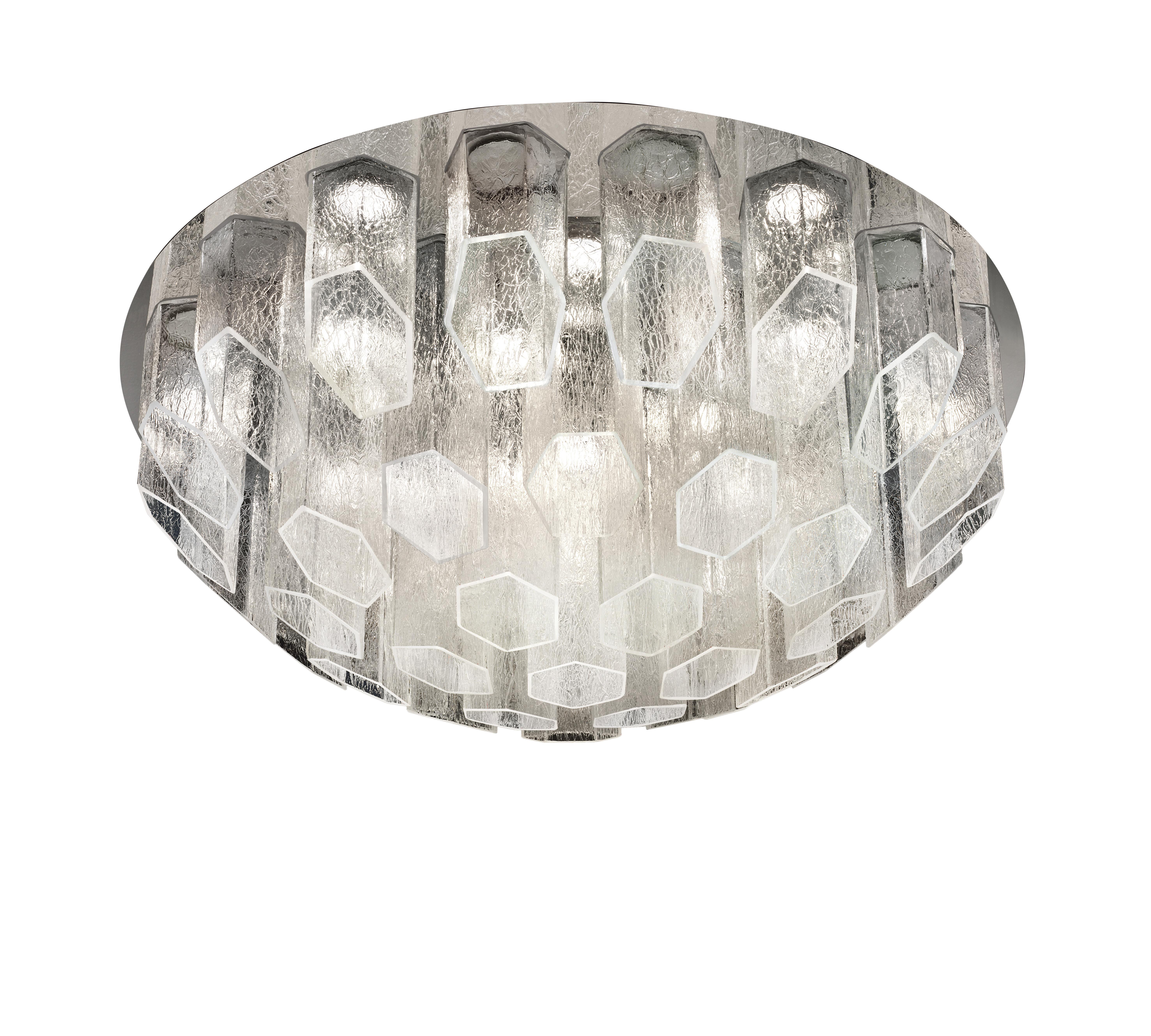 Italian Trim 7319 Ceiling Lamp in Glass with Polished Chrome Finish, by Barovier&Toso