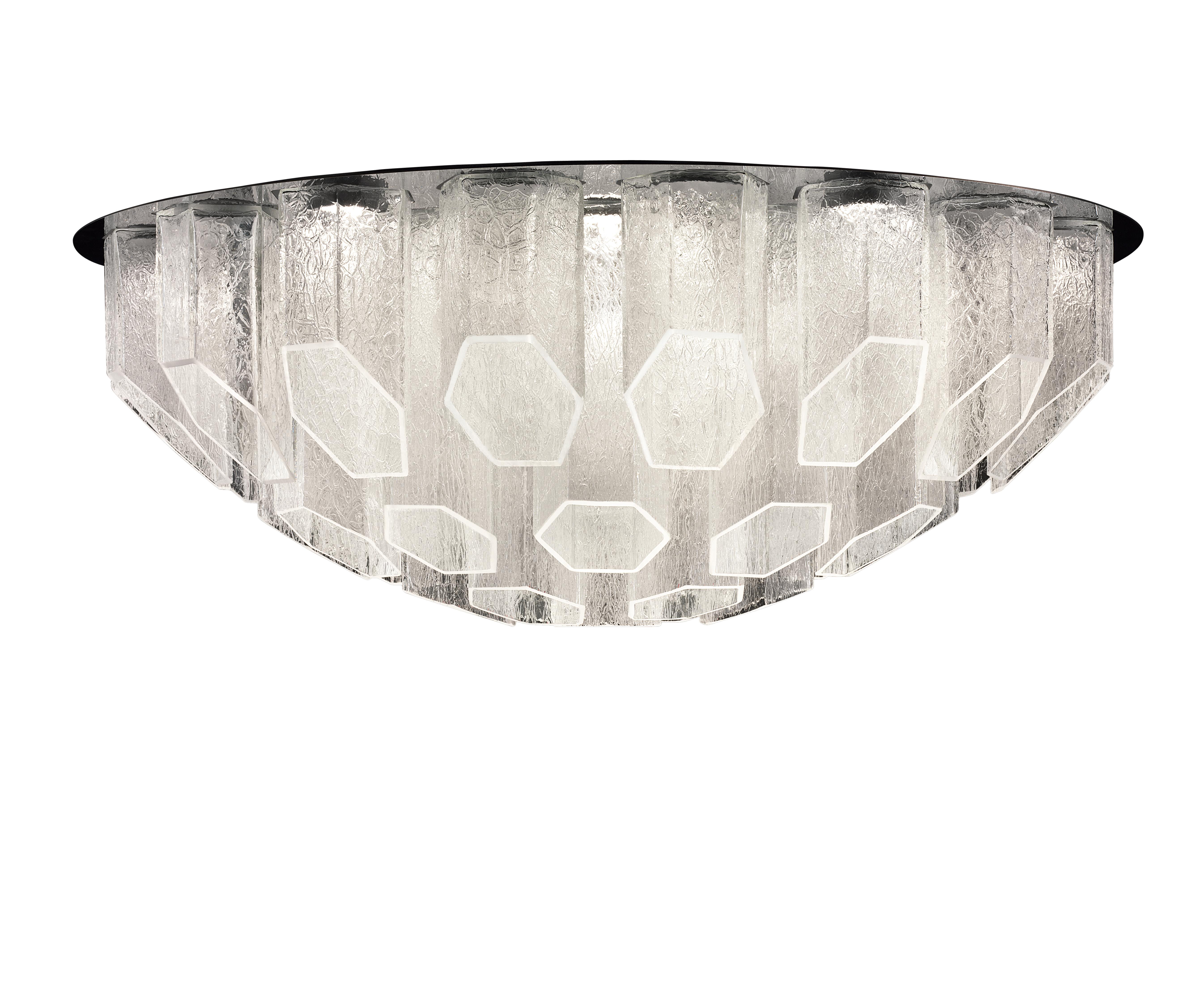 Trim 7319 Ceiling Lamp in Glass with Polished Chrome Finish, by Barovier&Toso In New Condition In Venice, IT