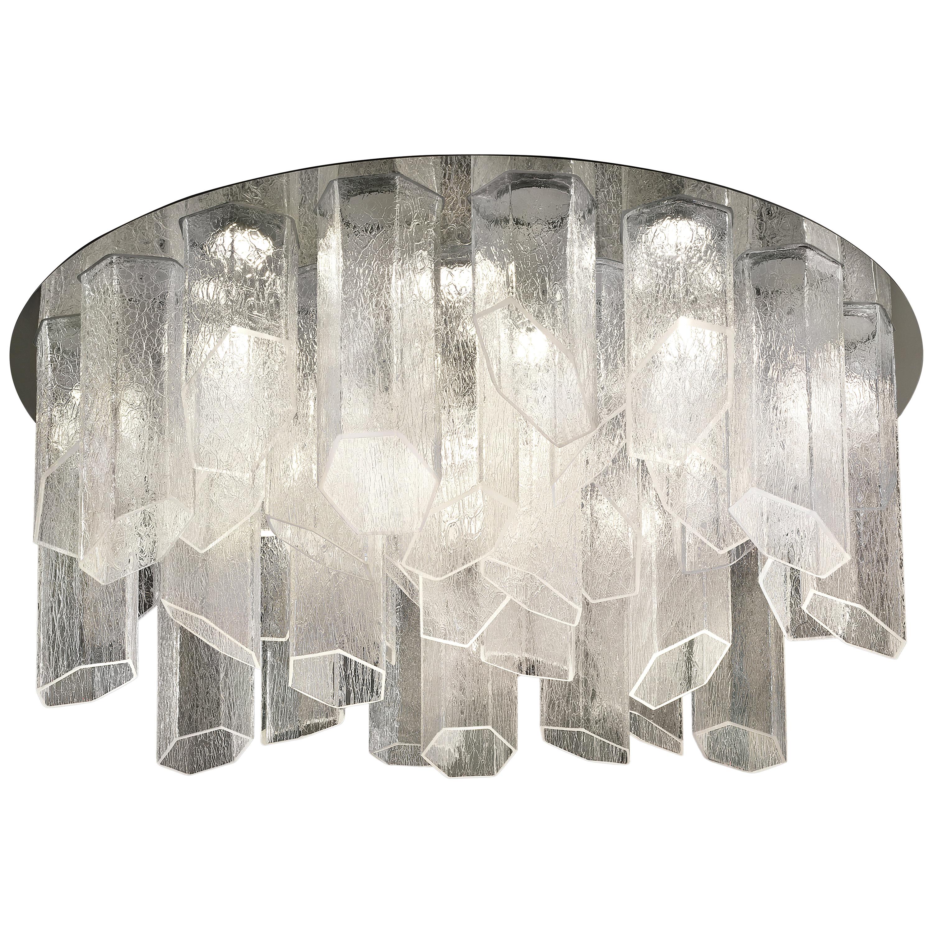 Trim 7319 Ceiling Lamp in Glass with Polished Chrome Finish, by Barovier&Toso