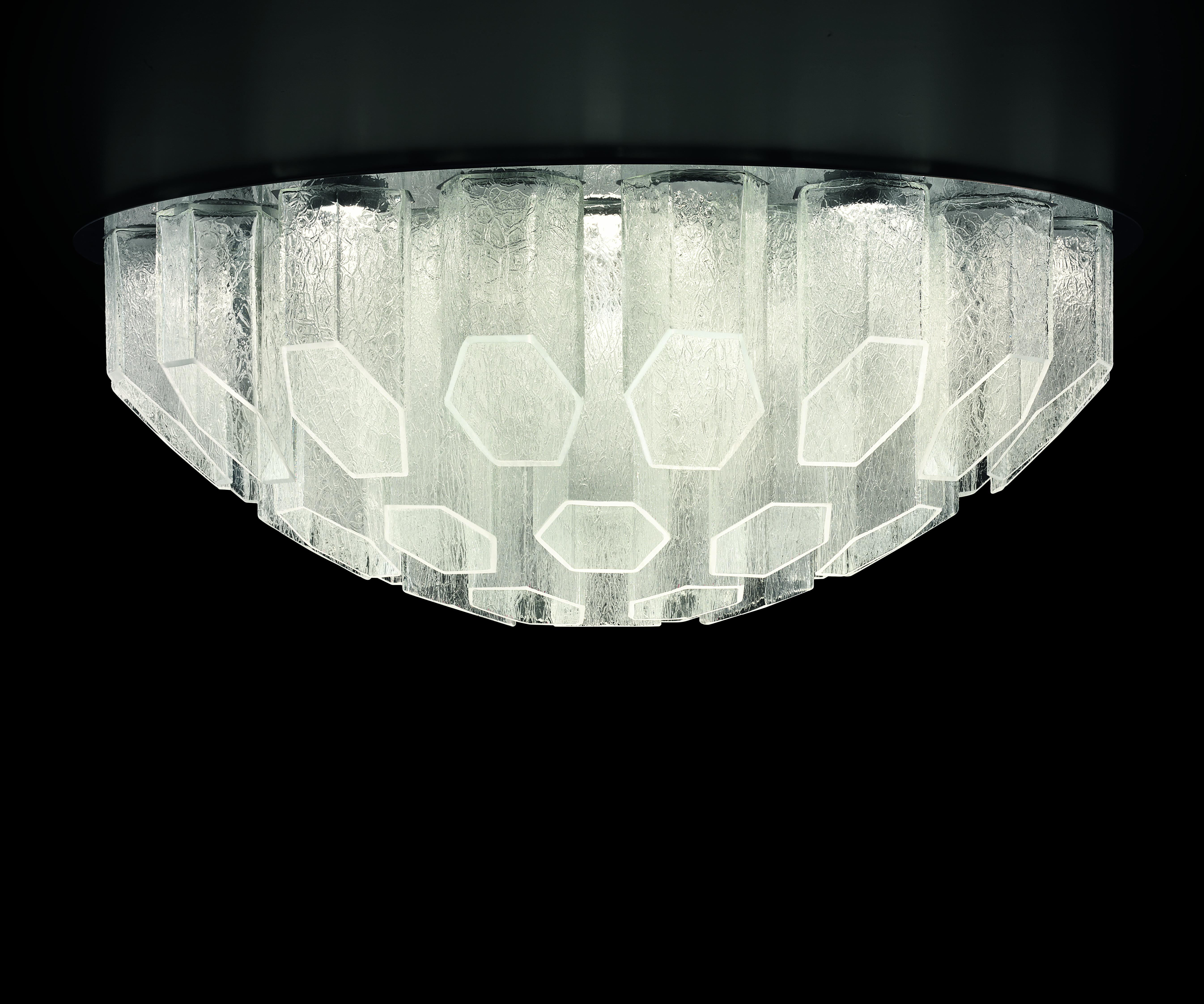Trim 7319 Ceiling Lamp in Glass with Polished Chrome Finish, by Barovier&Toso 2