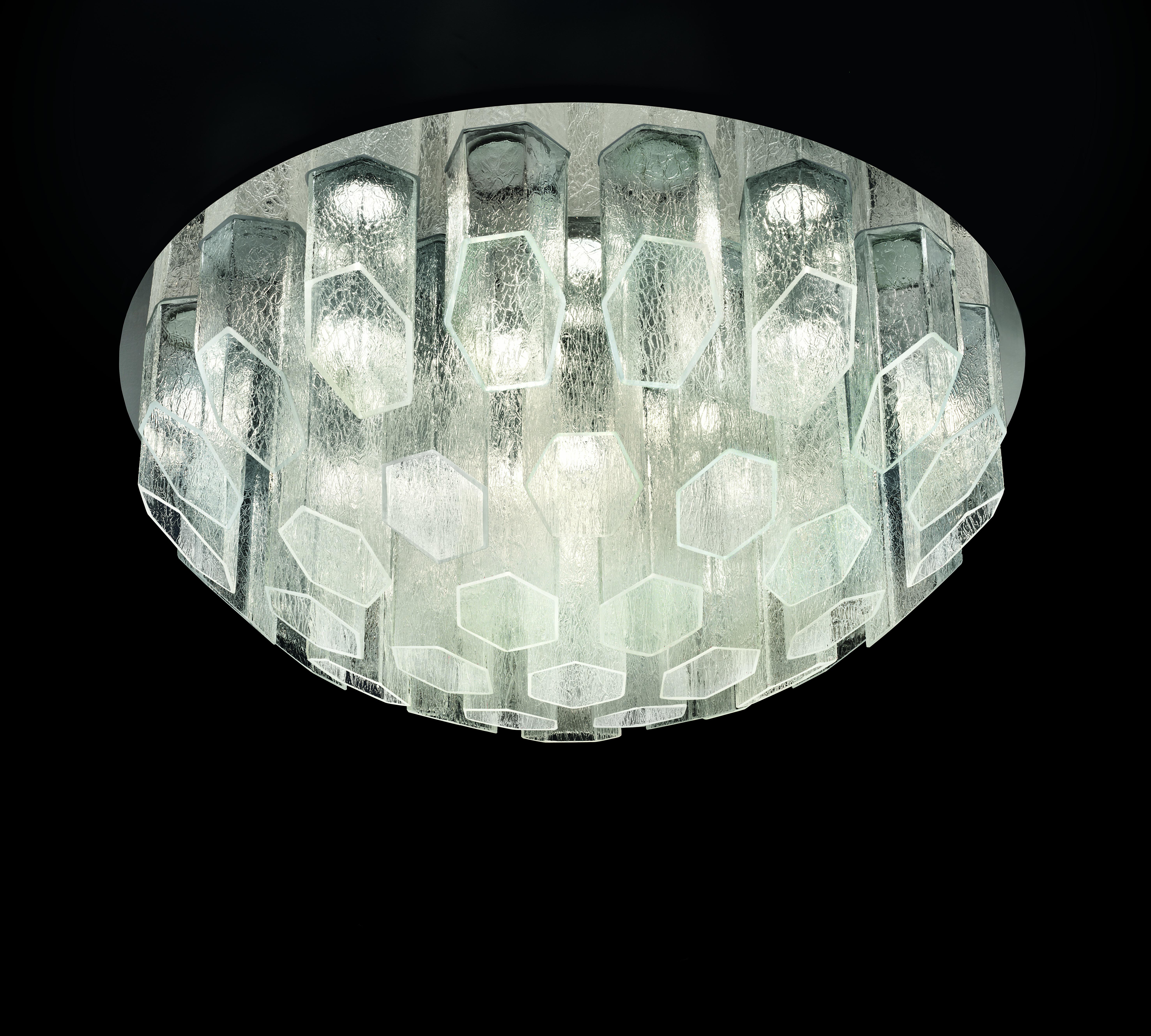 Trim 7319 Ceiling Lamp in Glass with Polished Chrome Finish, by Barovier&Toso 4