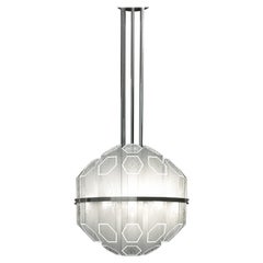 Trim 7322 Suspension Lamp in Glass, Polished Chrome Finish, by Barovier & Toso