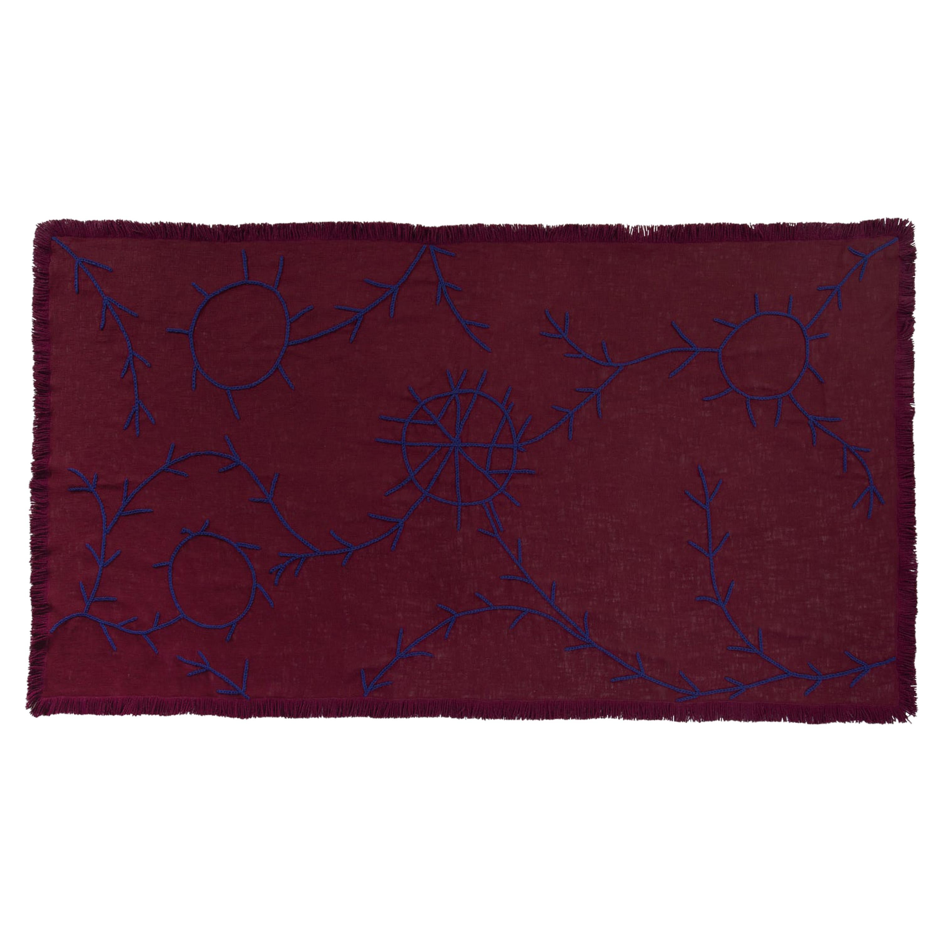 Trim, Hand Embroidered Burgundy Throw Blanket