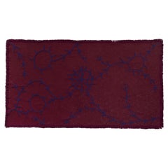 Antique Trim, Hand Embroidered Burgundy Throw Blanket