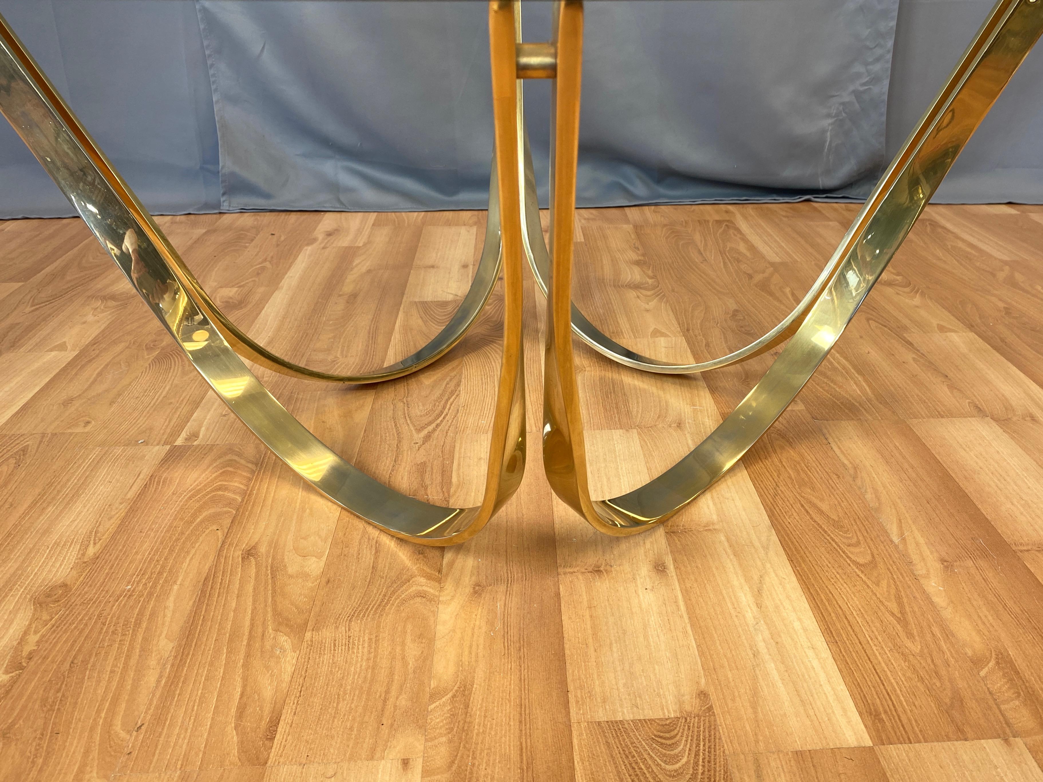 TriMark Brass-Plated Steel & Glass Coffee Table after Sprunger for Dunbar, 1970s 4