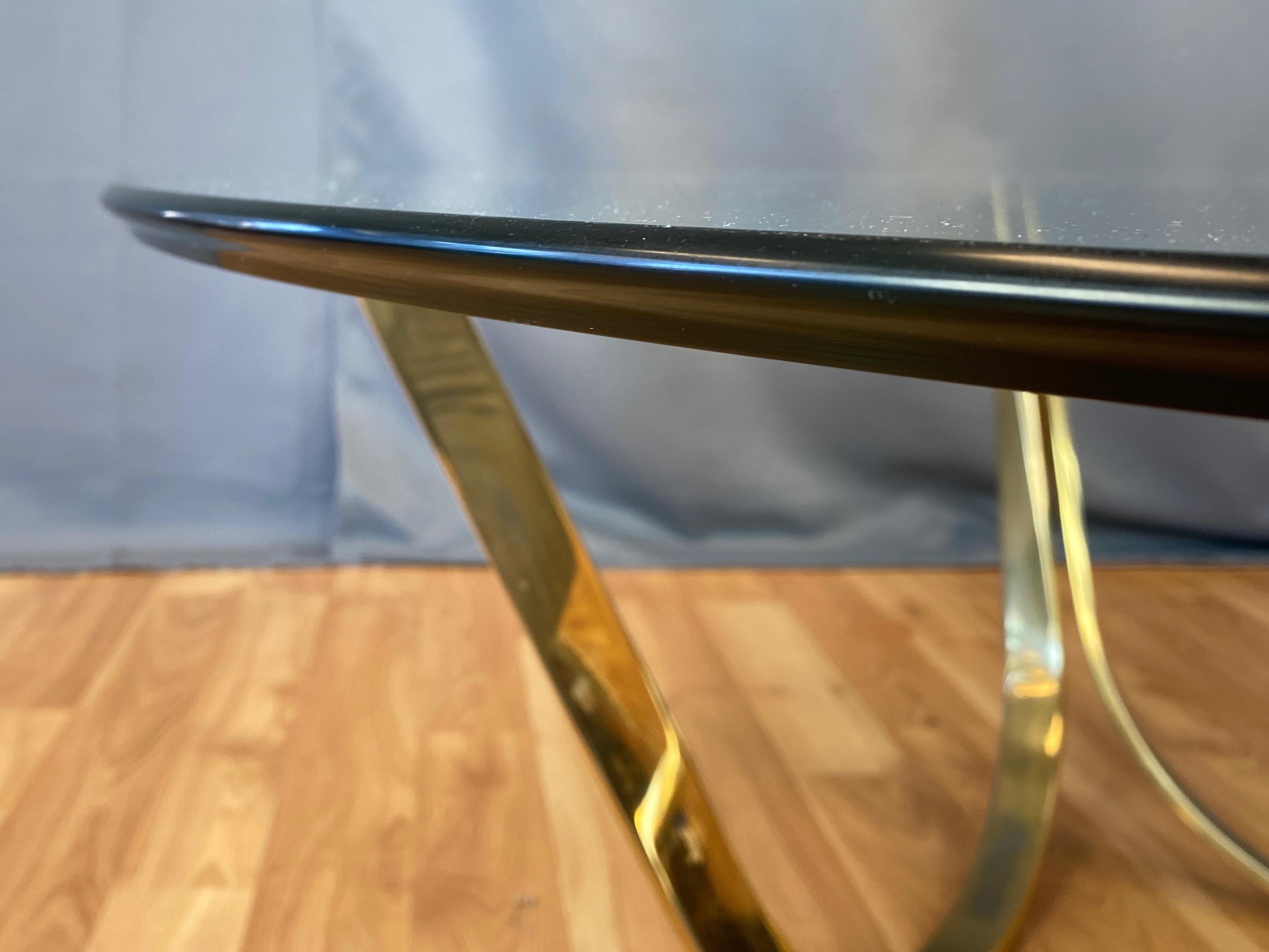 TriMark Brass-Plated Steel & Glass Coffee Table after Sprunger for Dunbar, 1970s 6
