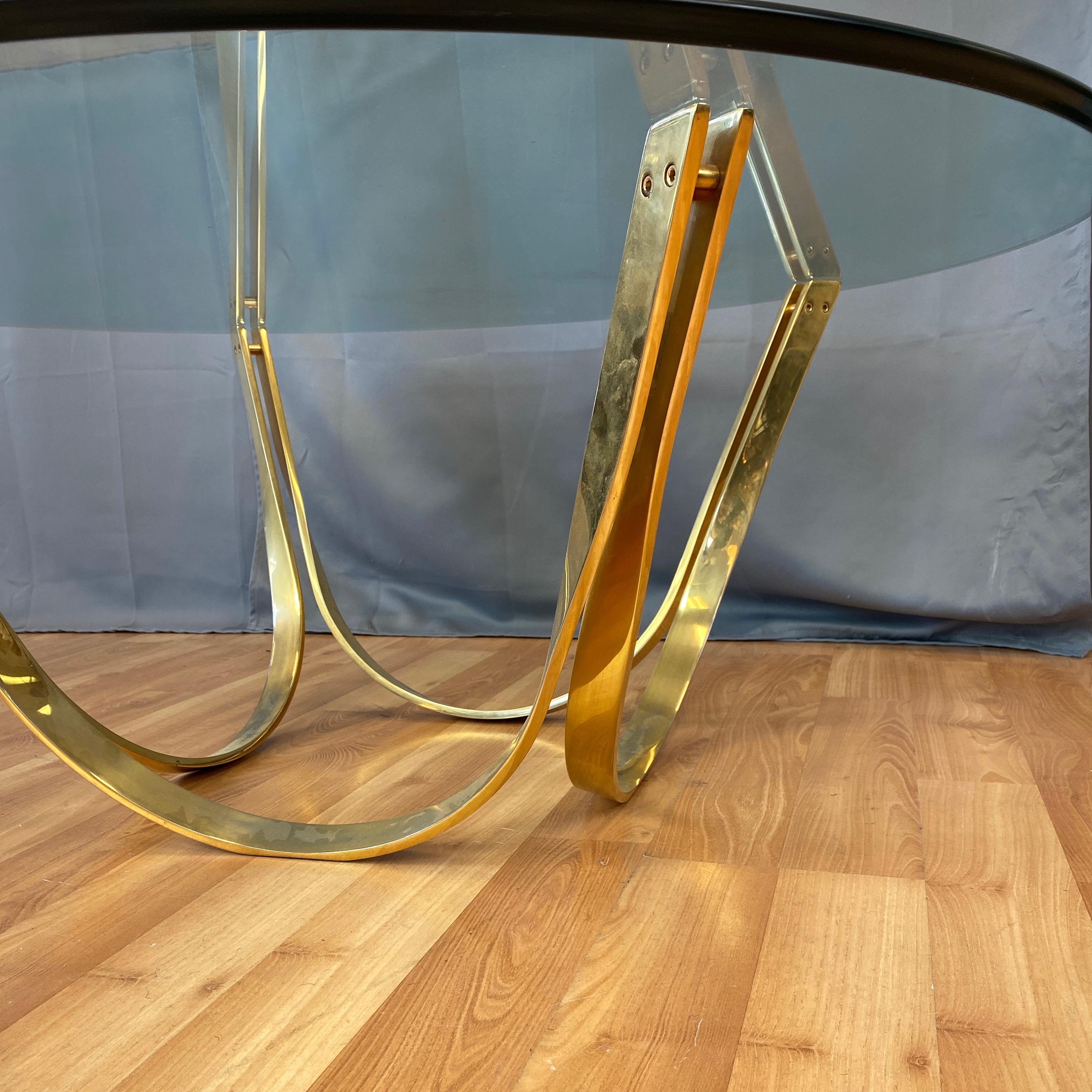 TriMark Brass-Plated Steel & Glass Coffee Table after Sprunger for Dunbar, 1970s 7