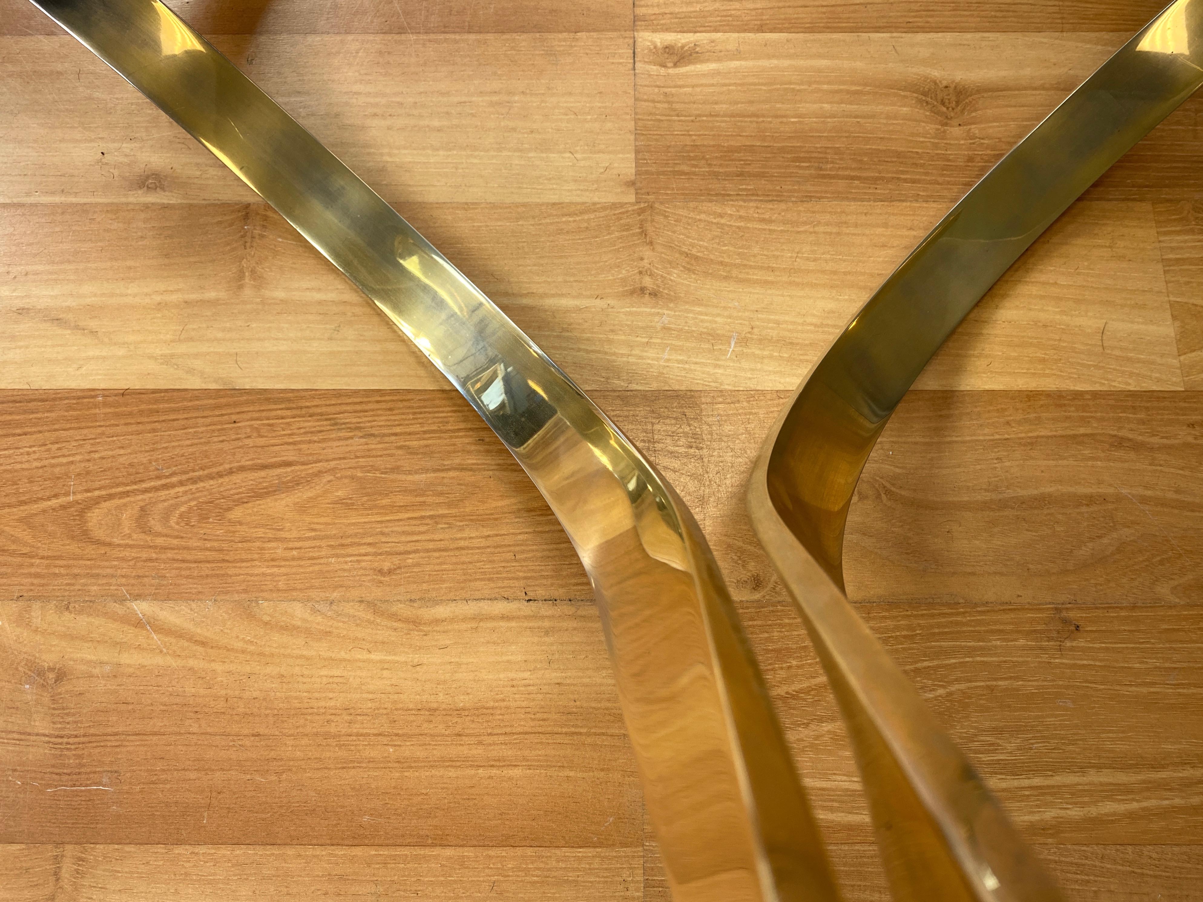 TriMark Brass-Plated Steel & Glass Coffee Table after Sprunger for Dunbar, 1970s 11