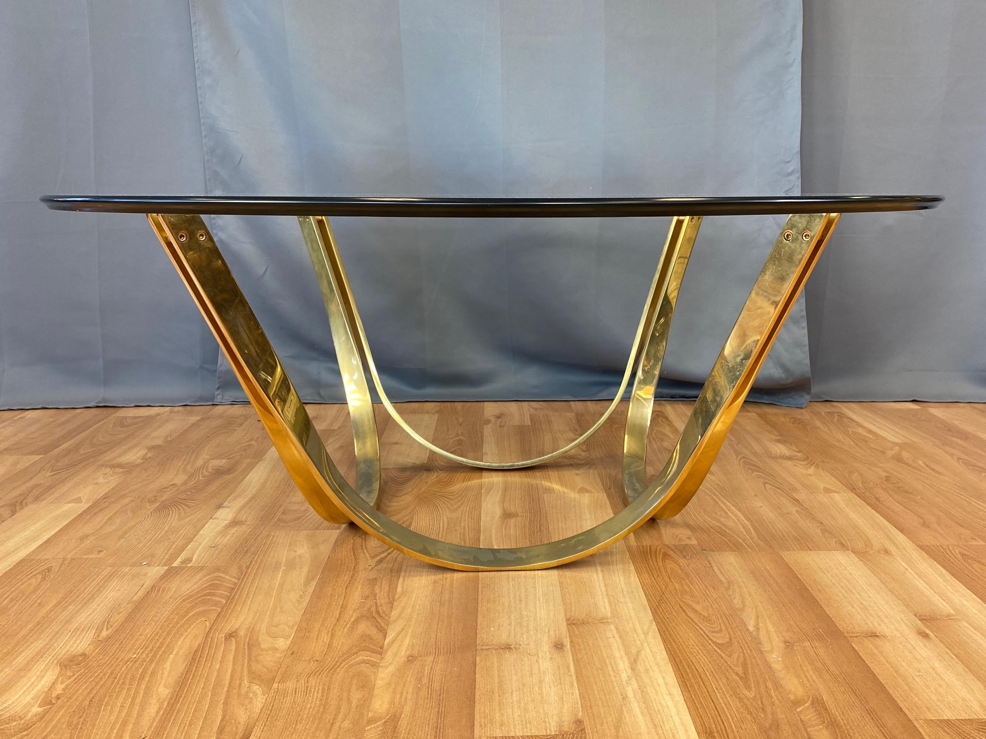 Mid-Century Modern TriMark Brass-Plated Steel & Glass Coffee Table after Sprunger for Dunbar, 1970s