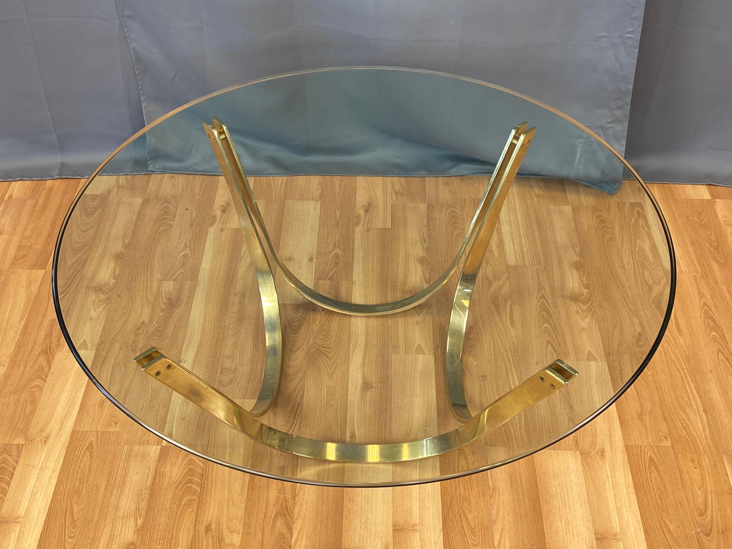 Late 20th Century TriMark Brass-Plated Steel & Glass Coffee Table after Sprunger for Dunbar, 1970s