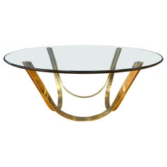Table basse TriMark en acier plaqué laiton & en verre d'après Sprunger pour Dunbar:: 1970