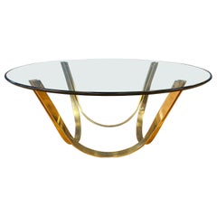 TriMark Brass-Plated Steel & Glass Coffee Table after Sprunger for Dunbar, 1970s